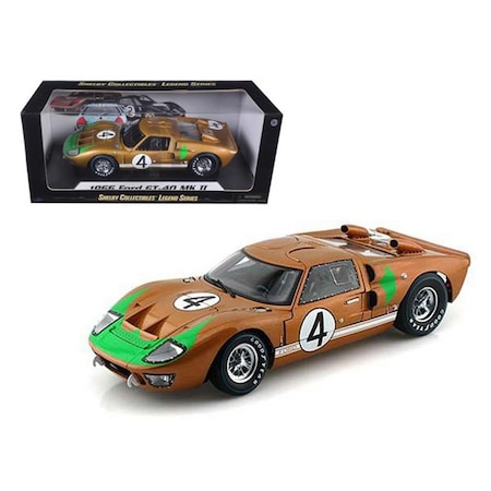 Shelby Collectibles 1966 Ford GT-40 MK 2 Gold No.4 1-18 Diecast Car Model SC414